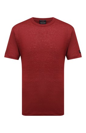 Мужская льняная футболка PAUL&SHARK красного цвета, арт. 22411568/FID | Фото 1 (Длина (для топов): Стандартные; Рукава: Короткие; Материал внешний: Лен; Принт: Без принта; Стили: Кэжуэл)