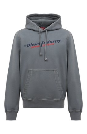 Мужской хлопковое худи DIESEL серо-голубого цвета по цене 21250 руб., арт. A03744/0AJIH | Фото 1 Мужской хлопковое худи DIESEL серо-голубого цвета, арт. A03744/0AJIH | Фото 1 (Рукава: Длинные; Длина (для топов): Стандартные; Материал внешний: Хлопок; Мужское Кросс-КТ: Худи-одежда; Принт: С принтом; Стили: Спорт-шик)