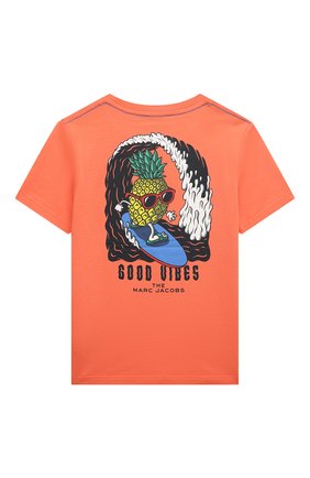 Детская хлопковая футболка MARC JACOBS (THE) оранжевого цвета, арт. W25538 | Фото 2 (Материал внешний: Хлопок; Рукава: Короткие)