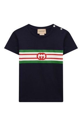 Детский хлопковая футболка GUCCI темно-синего цвета по цене 17900 руб., арт. 548034/XJDKV/9-12M | Фото 1 Детский хлопковая футболка GUCCI темно-синего цвета, арт. 548034/XJDKV/9-12M | Фото 1 (Кросс-КТ НВ: Футболка)