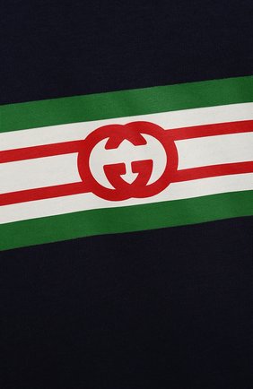 Детский хлопковая футболка GUCCI темно-синего цвета по цене 17900 руб., арт. 548034/XJDKV/9-12M | Фото 3 Детский хлопковая футболка GUCCI темно-синего цвета, арт. 548034/XJDKV/9-12M | Фото 3 (Кросс-КТ НВ: Футболка)