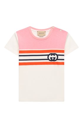 Детский хлопковая футболка GUCCI розового цвета, арт. 548034/XJD0A/9-12M | Фото 1