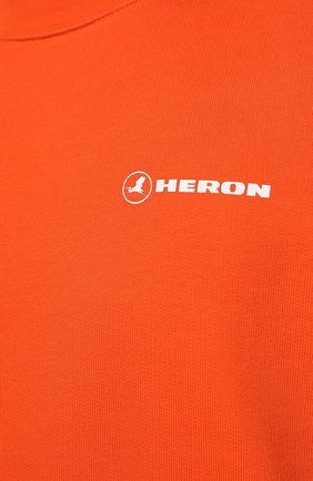 Мужской хлопковый свитшот HERON PRESTON оранжевого цвета, арт. HMBA016S22JER0052201 | Фото 5 (Рукава: Длинные; Длина (для топов): Стандартные; Принт: С принтом; Мужское Кросс-КТ: свитшот-одежда; Материал внешний: Хлопок; Стили: Спорт-шик)