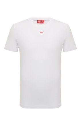 Мужская хлопковая футболка DIESEL белого цвета, арт. A04081/0AAXJ | Фото 1 (Материал внешний: Хлопок; Длина (для топов): Стандартные; Рукава: Короткие; Принт: Без принта; Стили: Кэжуэл)