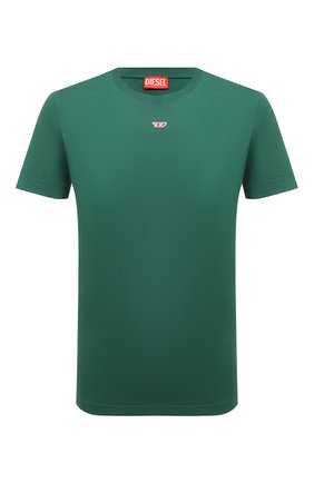Мужская хлопковая футболка DIESEL зеленого цвета, арт. A04081/0AAXJ | Фото 1 (Длина (для топов): Стандартные; Рукава: Короткие; Материал внешний: Хлопок; Принт: Без принта; Стили: Кэжуэл)