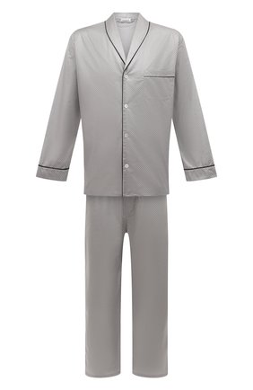 Мужская хлопковая пижама ZIMMERLI серебряного цвета, арт. 4737-75016 | Фото 1 (Длина (для топов): Стандартные; Длина (брюки, джинсы): Укороченные; Материал внешний: Хлопок; Рукава: Длинные; Кросс-КТ: домашняя одежда)