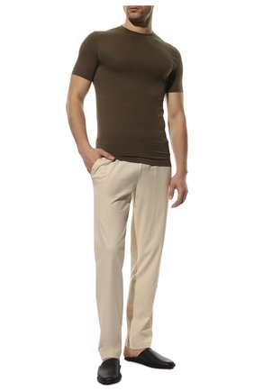 Мужские хлопковые домашние брюки ZIMMERLI светло-бежевого цвета, арт. 1357-21143 | Фото 2 (Материал внешний: Хлопок; Длина (брюки, джинсы): Стандартные; Кросс-КТ: домашняя одежда)