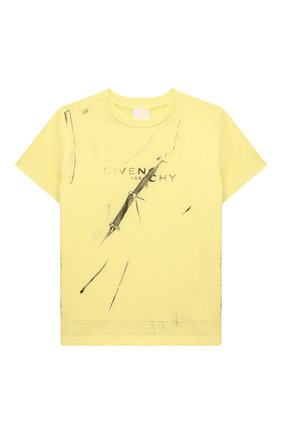 Детская хлопковая футболка GIVENCHY желтого цвета, арт. H25328 | Фото 1 (Рукава: Короткие; Материал внешний: Хлопок)