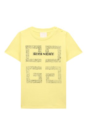 Детский хлопковая футболка GIVENCHY желтого цвета, арт. H05205 | Фото 1