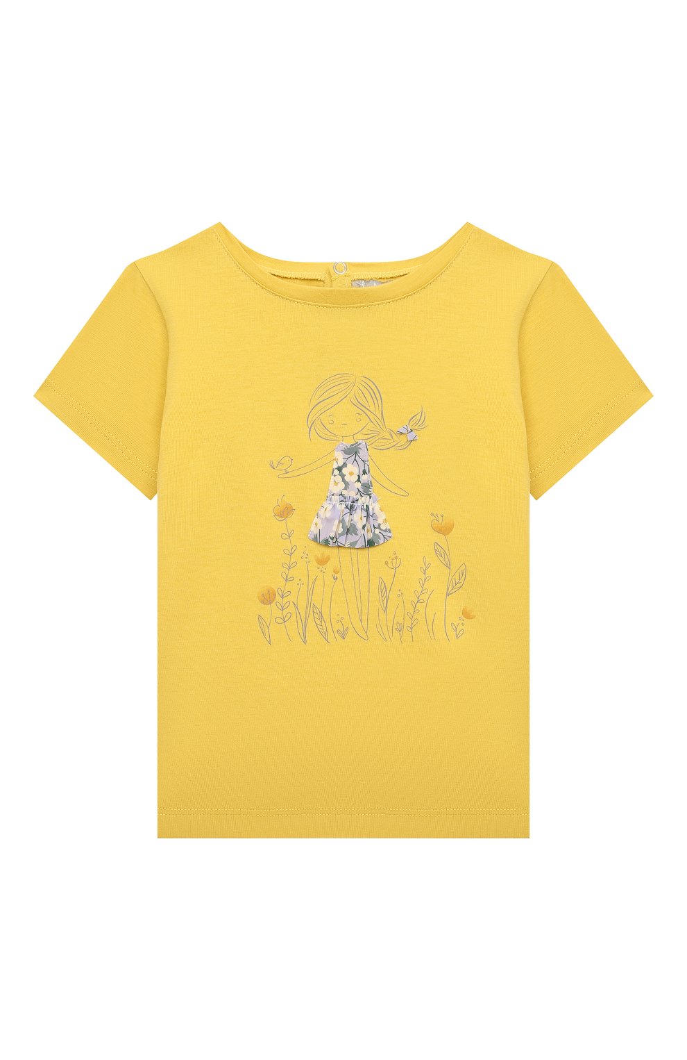 Детская хлопковая футболка IL GUFO желтого цвета, арт. P22TS354M0014/2A-4A | Фото 1 (Девочки Кросс-КТ: футболка-одежда; Рукава: Короткие; Материал внешний: Хлопок; Ростовка одежда: 18 мес | 86 см, 2 года | 92 см, 3 года | 98 см)