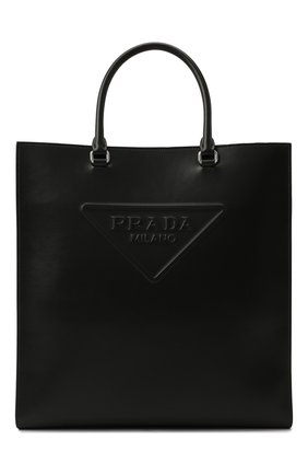 Женский сумка-тоут PRADA черного цвета, арт. 1BA332-ASK-F0002-DOO | Фото 1 (Материал: Натуральная кожа; Ремень/цепочка: На ремешке; Размер: medium; Сумки-технические: Сумки-шопперы)