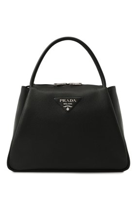 Женская сумка PRADA черного цвета, арт. 1BC170-2DKV-F0002-3OO | Фото 1 (Материал: Натуральная кожа; Ремень/цепочка: На ремешке; Размер: medium; Сумки-технические: Сумки top-handle, Сумки через плечо)