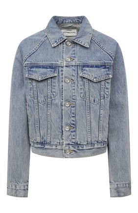 Женская джинсовая куртка SLVRLAKE голубого цвета, арт. PS22/SILK707S/FL | Фото 1 (Материал внешний: Хлопок, Деним; Рукава: Длинные; Длина (верхняя одежда): Короткие; Кросс-КТ: Куртка, Деним; Стили: Гранж)