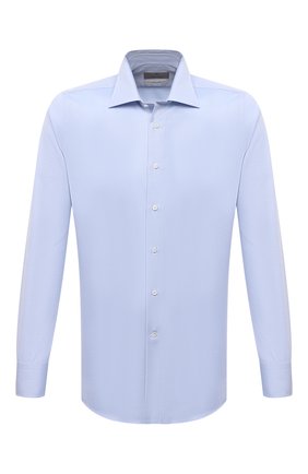 Мужская хлопковая сорочка CANALI голубого цвета по цене 25850 руб., арт. N705/GR02333 | Фото 1 Мужская хлопковая сорочка CANALI голубого цвета, арт. N705/GR02333 | Фото 1 (Длина (для топов): Стандартные; Рукава: Длинные; Материал внешний: Хлопок; Случай: Формальный; Принт: Однотонные; Рубашки М: Regular Fit; Манжеты: На пуговицах; Воротник: Акула)
