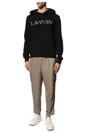 Мужской хлопковое худи LANVIN черного цвета по цене 84750 руб., арт. RM-H00001-J209-P22 | Фото 2 Мужской хлопковое худи LANVIN черного цвета, арт. RM-H00001-J209-P22 | Фото 2 (Рукава: Длинные; Длина (для топов): Стандартные; Материал внешний: Хлопок; Принт: С принтом; Мужское Кросс-КТ: Худи-одежда; Стили: Спорт-шик)