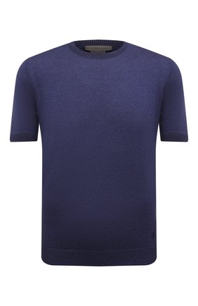 Мужской джемпер из шелка и хлопка CORNELIANI темно-синего цвета по цене 39950 руб., арт. 89M554-2125102/00 | Фото 1 Мужской джемпер из шелка и хлопка CORNELIANI темно-синего цвета, арт. 89M554-2125102/00 | Фото 1 (Материал внешний: Хлопок, Шелк; Рукава: Короткие; Длина (для топов): Стандартные; Мужское Кросс-КТ: Джемперы; Принт: Без принта; Вырез: Круглый; Стили: Кэжуэл)