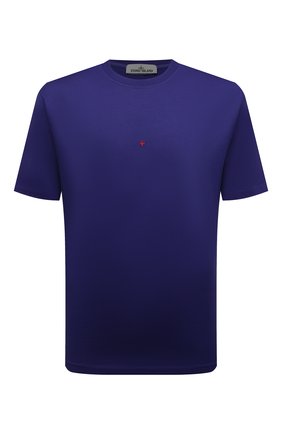 Мужская футболка STONE ISLAND синего цвета, арт. 7615211X3 | Фото 1 (Материал внешний: Синтетический материал, Хлопок; Рукава: Короткие; Длина (для топов): Стандартные; Принт: Без принта; Стили: Кэжуэл)