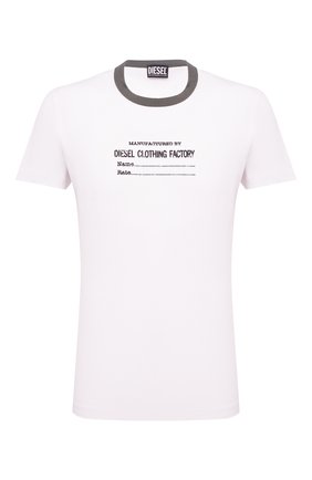 Мужская хлопковая футболка DIESEL белого цвета, арт. A03812/0HAYU | Фото 1 (Длина (для топов): Стандартные; Материал внешний: Хлопок; Рукава: Короткие; Принт: С принтом; Стили: Гранж)