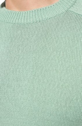Мужской свитер из хлопка и шелка LORO PIANA светло-зеленого цвета, арт. FAI0661 | Фото 5 (Материал внешний: Шелк, Хлопок; Рукава: Длинные; Принт: Без принта; Длина (для топов): Стандартные; Мужское Кросс-КТ: Свитер-одежда; Стили: Кэжуэл)