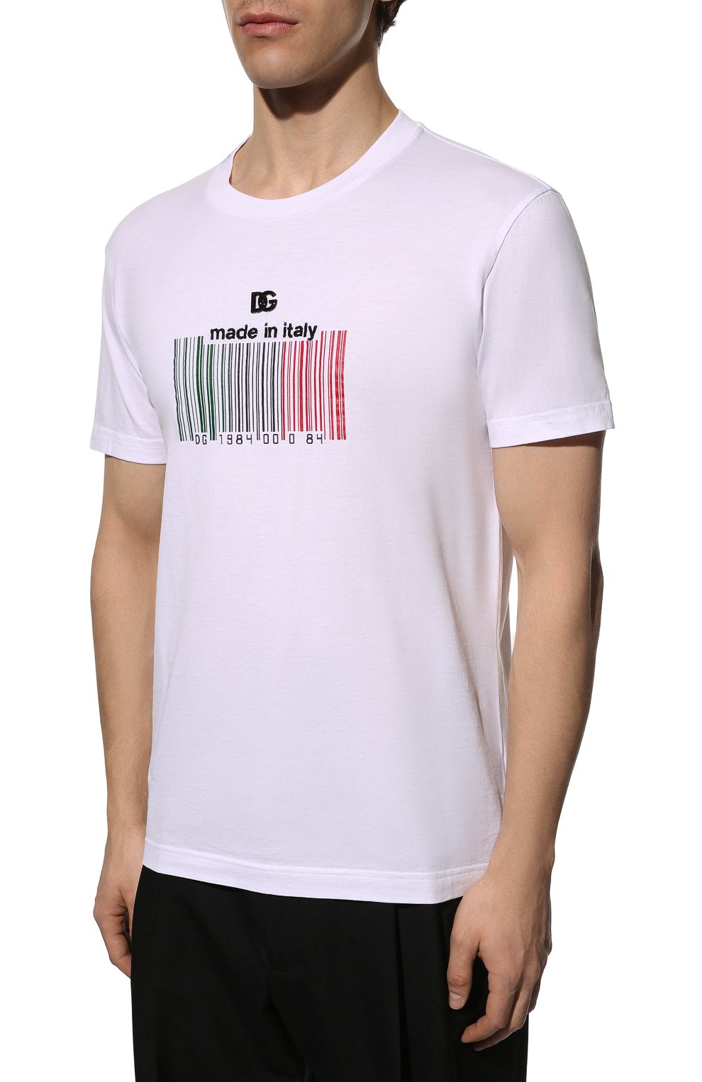 Мужская хлопковая футболка DOLCE & GABBANA белого цвета, арт. G8NV2Z/G7B8D | Фото 3 (Рукава: Короткие; Длина (для топов): Стандартные; Принт: С принтом; Материал внешний: Хлопок; Стили: Кэжуэл)