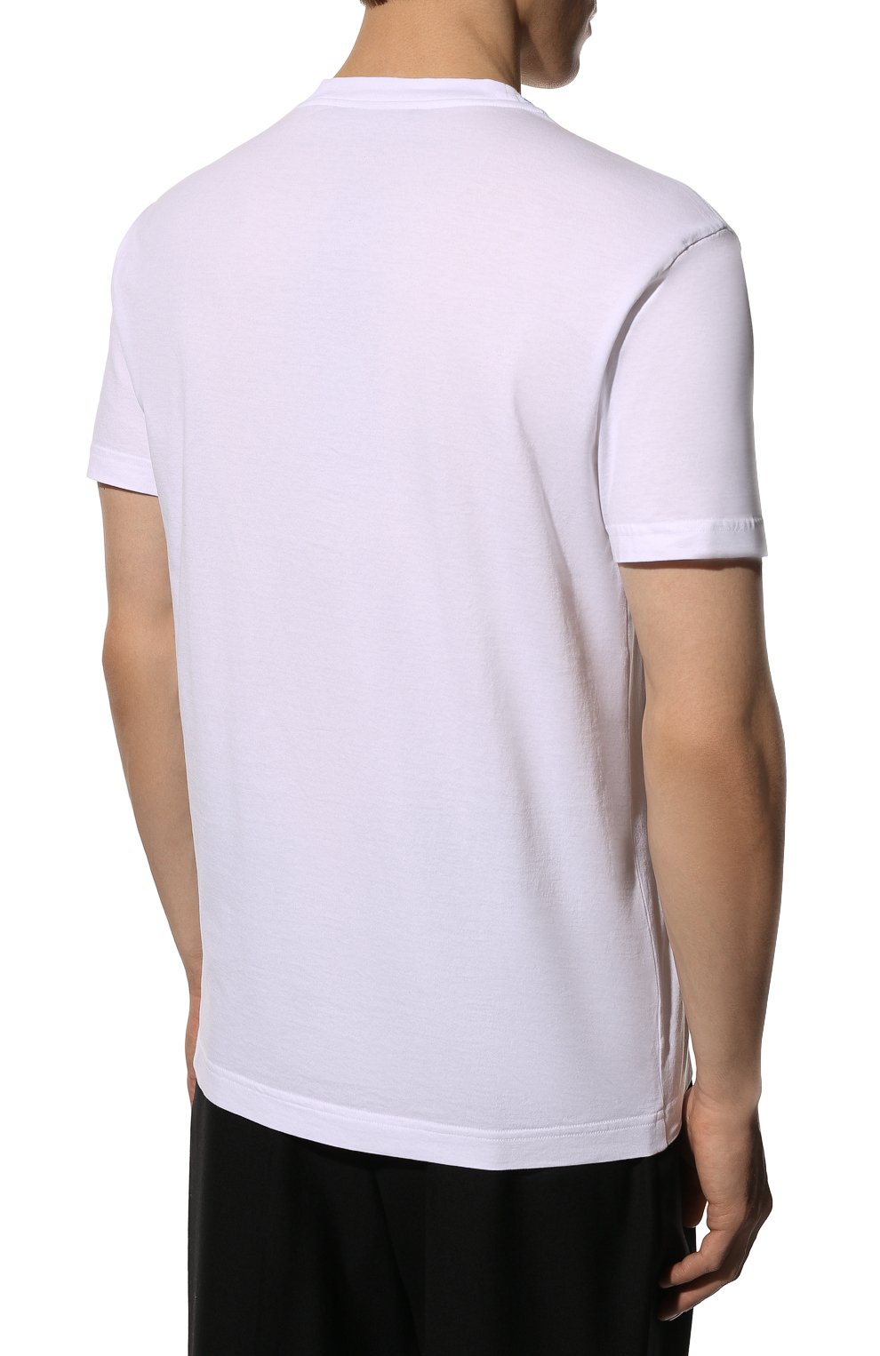 Мужская хлопковая футболка DOLCE & GABBANA белого цвета, арт. G8NV2Z/G7B8D | Фото 4 (Рукава: Короткие; Длина (для топов): Стандартные; Принт: С принтом; Материал внешний: Хлопок; Стили: Кэжуэл)