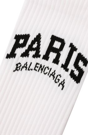 Мужские хлопковые носки BALENCIAGA белого цвета, арт. 689802/472B4 | Фото 2 (Материал внешний: Хлопок; Кросс-КТ: бельё)