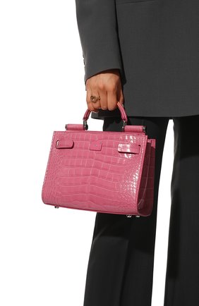 Женская сумка sicily 62 mini DOLCE & GABBANA розового цвета, арт. BB6836/A2Y14/AMIS | Фото 2 (Размер: mini; Материал: Экзотическая кожа; Ремень/цепочка: На ремешке; Сумки-технические: Сумки top-handle)