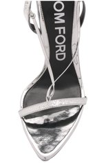 Женские кожаные босоножки TOM FORD серебряного цвета, арт. W3005S-LCL224 | Фото 6 (Каблук высота: Высокий; Материал внутренний: Натуральная кожа; Каблук тип: Шпилька; Подошва: Плоская)
