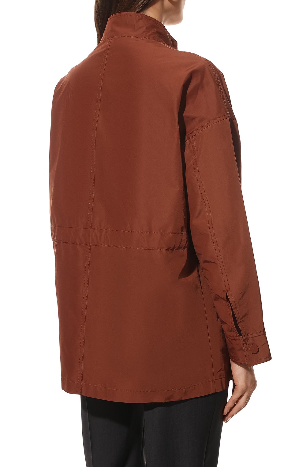 Женская куртка YVES SALOMON коричневого цвета, арт. 22EYV02973CTEW | Фото 4 (Кросс-КТ: Куртка; Рукава: Длинные; Материал внешний: Синтетический материал, Хлопок; Длина (верхняя одежда): Короткие; Стили: Кэжуэл)
