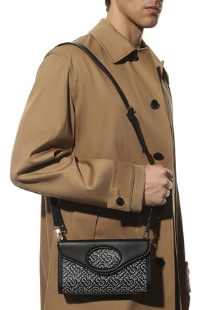 Мужская кожаная сумка BURBERRY черного цвета, арт. 8049437 | Фото 2 (Ремень/цепочка: На ремешке; Материал: Натуральная кожа; Размер: small)