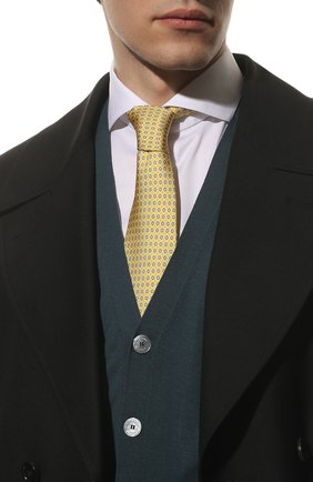 Мужской шелковый галстук CORNELIANI желтого цвета, арт. 89U390-2120321/00 | Фото 2 (Материал: Текстиль, Шелк; Принт: С принтом)