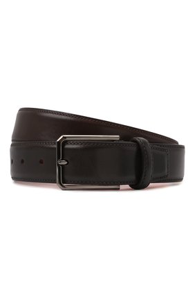 Мужской кожаный ремень SANTONI темно-коричневого цвета, арт. CM35VC003B91GVVDT50 | Фото 1 (Случай: Формальный; Материал: Натуральная кожа)