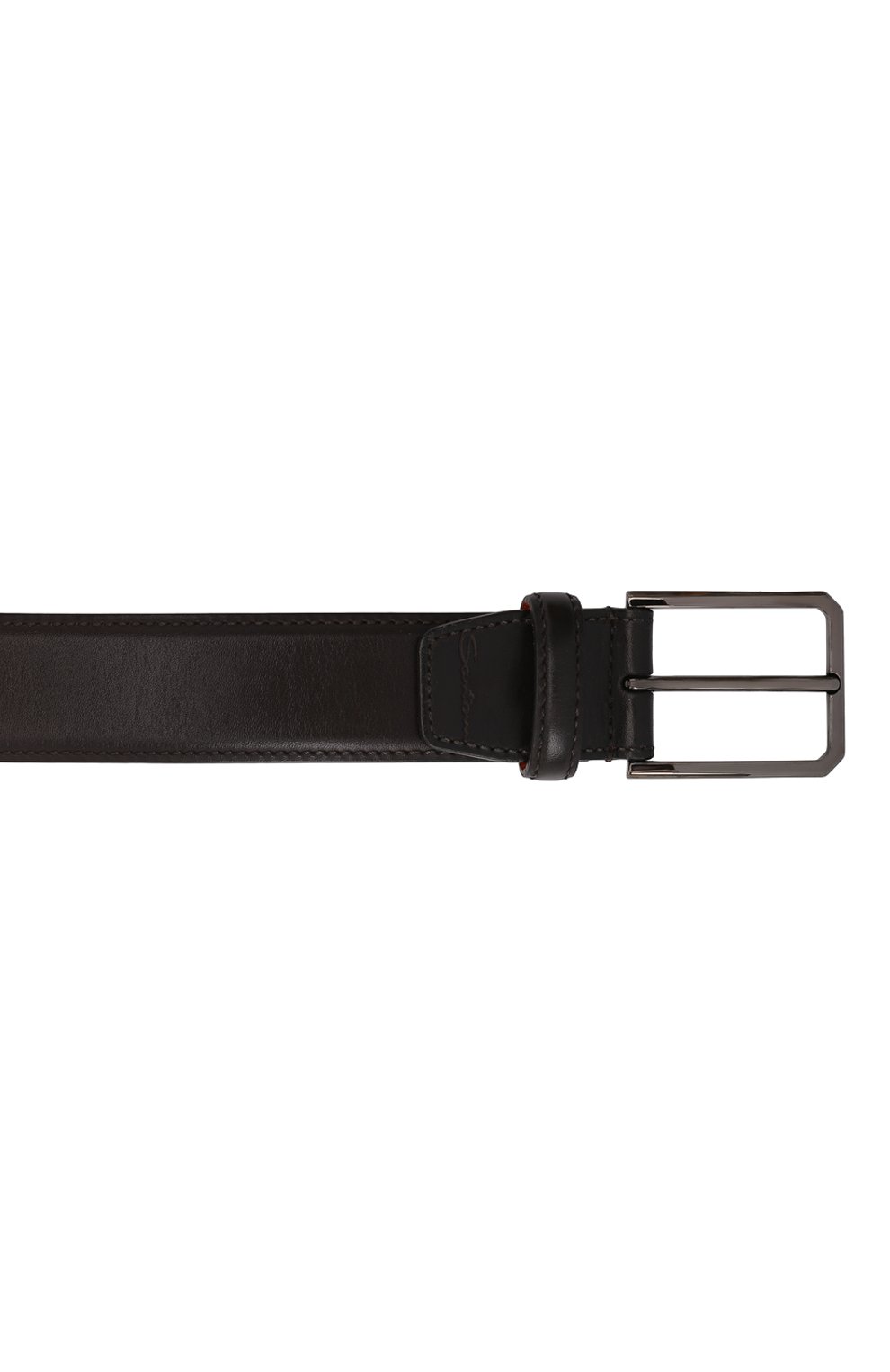 Мужской кожаный ремень SANTONI темно-коричневого цвета, арт. CM35VC003B91GVVDT50 | Фото 4 (Материал: Натуральная кожа; Случай: Формальный)