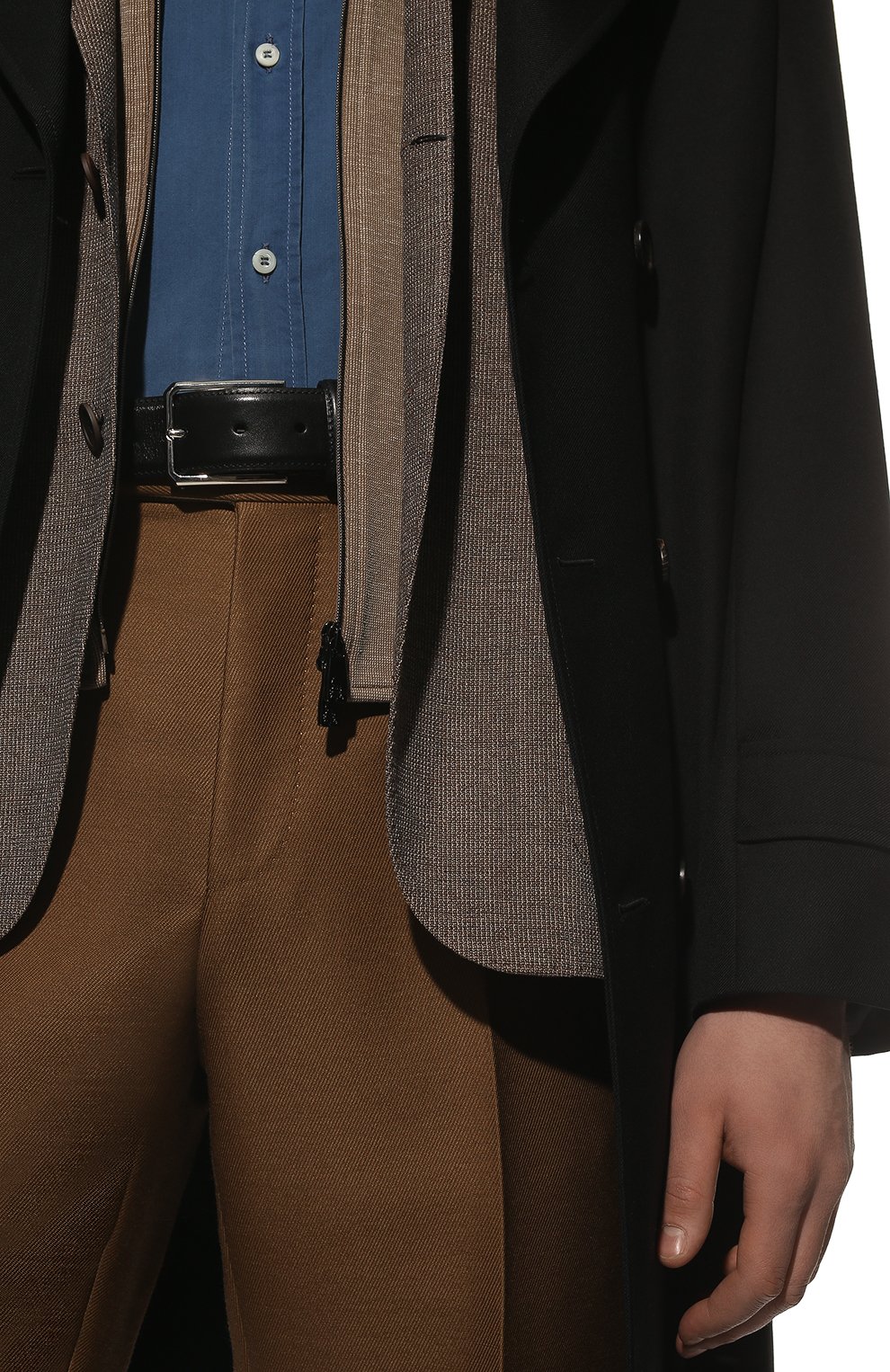 Мужской кожаный ремень SANTONI темно-синего цвета, арт. CM35VC003B91E0BRU59 | Фото 2 (Материал: Натуральная кожа; Случай: Формальный)