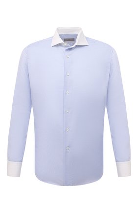Мужская сорочка из хлопка и льна CANALI голубого цвета по цене 29950 руб., арт. N7C3/GR02293 | Фото 1 Мужская сорочка из хлопка и льна CANALI голубого цвета, арт. N7C3/GR02293 | Фото 1 (Рукава: Длинные; Материал внешний: Хлопок; Длина (для топов): Стандартные; Случай: Формальный; Стили: Классический; Принт: Клетка; Рубашки М: Regular Fit; Манжеты: На пуговицах; Воротник: Акула)