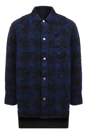 Мужская утепленная куртка GIVENCHY темно-синего цвета, арт. BM00VC50Q3 | Фото 1 (Кросс-КТ: Куртка; Рукава: Длинные; Длина (верхняя одежда): До середины бедра; Стили: Гранж; Мужское Кросс-КТ: утепленные куртки; Материал внешний: Хлопок; Материал подклада: Синтетический материал)
