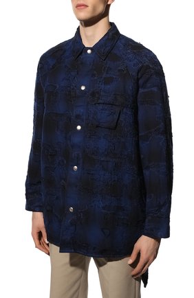 Мужская утепленная куртка GIVENCHY темно-синего цвета, арт. BM00VC50Q3 | Фото 3 (Кросс-КТ: Куртка; Рукава: Длинные; Длина (верхняя одежда): До середины бедра; Стили: Гранж; Мужское Кросс-КТ: утепленные куртки; Материал внешний: Хлопок; Материал подклада: Синтетический материал)