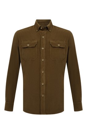Мужская хлопковая рубашка TOM FORD хаки цвета по цене 68400 руб., арт. 3FT499/94UDAN | Фото 1 Мужская хлопковая рубашка TOM FORD хаки цвета, арт. 3FT499/94UDAN | Фото 1 (Материал внешний: Хлопок; Рукава: Длинные; Длина (для топов): Стандартные; Случай: Повседневный; Стили: Кэжуэл, Милитари; Принт: Однотонные; Манжеты: На пуговицах; Воротник: Button down)