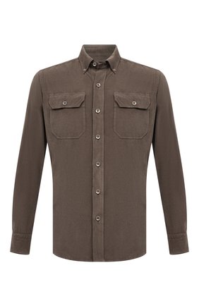 Мужская хлопковая рубашка TOM FORD светло-коричневого цвета по цене 68400 руб., арт. 3FT499/94UDAN | Фото 1 Мужская хлопковая рубашка TOM FORD светло-коричневого цвета, арт. 3FT499/94UDAN | Фото 1 (Материал внешний: Хлопок; Рукава: Длинные; Длина (для топов): Стандартные; Случай: Повседневный; Стили: Кэжуэл; Принт: Однотонные; Манжеты: На пуговицах; Воротник: Button down)