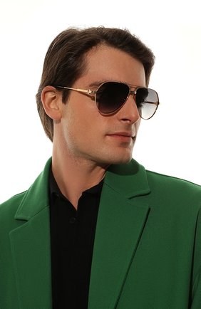 Мужские солнцезащитные очки CARTIER коричневого цвета, арт. CT0303S 001 | Фото 2 (Тип очков: С/з; Кросс-КТ: С/з-мужское; Оптика Гендер: оптика-мужское; Очки форма: Авиаторы)