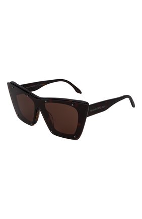 Женские солнцезащитные очки ALEXANDER MCQUEEN темно-коричневого цвета, арт. AM0361S 002 | Фото 1 (Тип очков: С/з; Оптика Гендер: оптика-женское; Очки форма: Cat-eye)