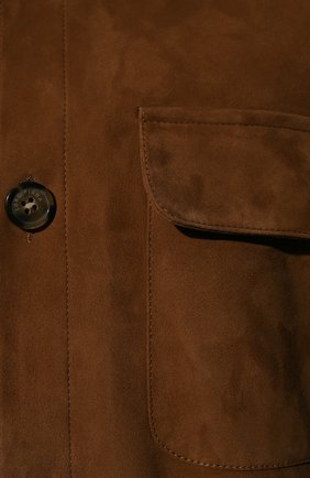 Мужская замшевая куртка-рубашка LORO PIANA светло-коричневого цвета, арт. FAL6174 | Фото 5 (Кросс-КТ: Куртка; Материал внешний: Замша, Натуральная кожа; Рукава: Длинные; Мужское Кросс-КТ: Кожа и замша; Длина (верхняя одежда): Короткие; Материал подклада: Хлопок; Стили: Кэжуэл)