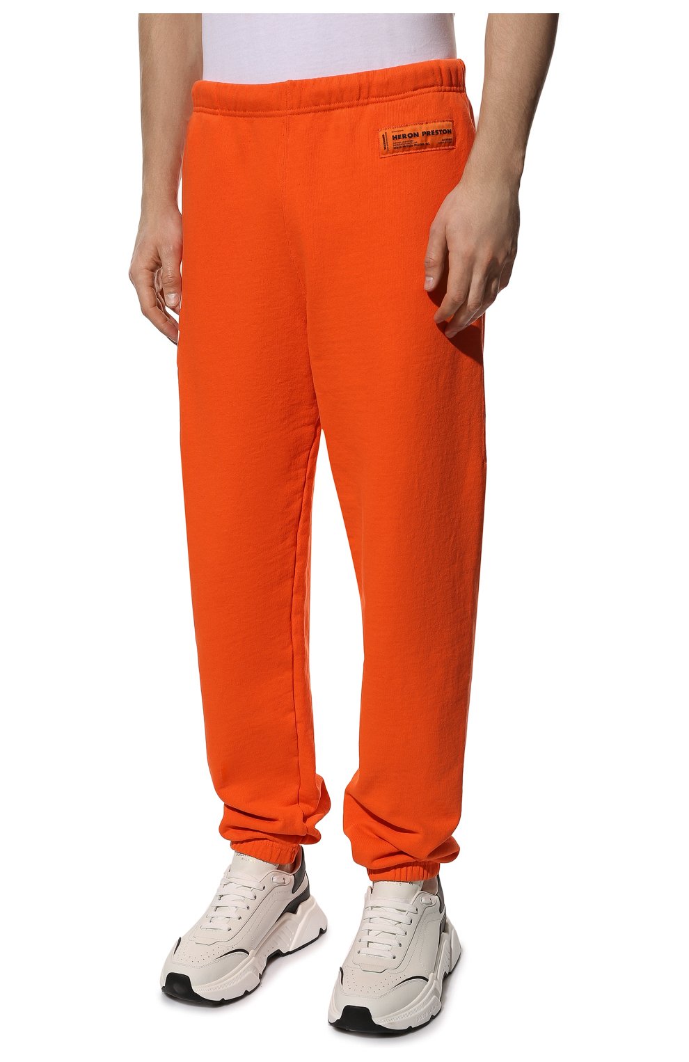 Мужские хлопковые джоггеры HERON PRESTON оранжевого цвета, арт. HMCH024C99JER0012201 | Фото 3 (Длина (брюки, джинсы): Стандартные; Материал внешний: Хлопок; Стили: Спорт-шик; Силуэт М (брюки): Джоггеры)