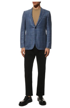 Мужской пиджак из шерсти и шелка ERMENEGILDO ZEGNA синего цвета по цене 229000 руб., арт. 348099/122520 | Фото 2 Мужской пиджак из шерсти и шелка ERMENEGILDO ZEGNA синего цвета, арт. 348099/122520 | Фото 2 (Рукава: Длинные; Длина (для топов): Стандартные; Материал внешний: Шерсть, Шелк; Материал подклада: Купро; Пиджаки М: Прямой; 1-2-бортные: Однобортные; Случай: Повседневный; Стили: Кэжуэл)