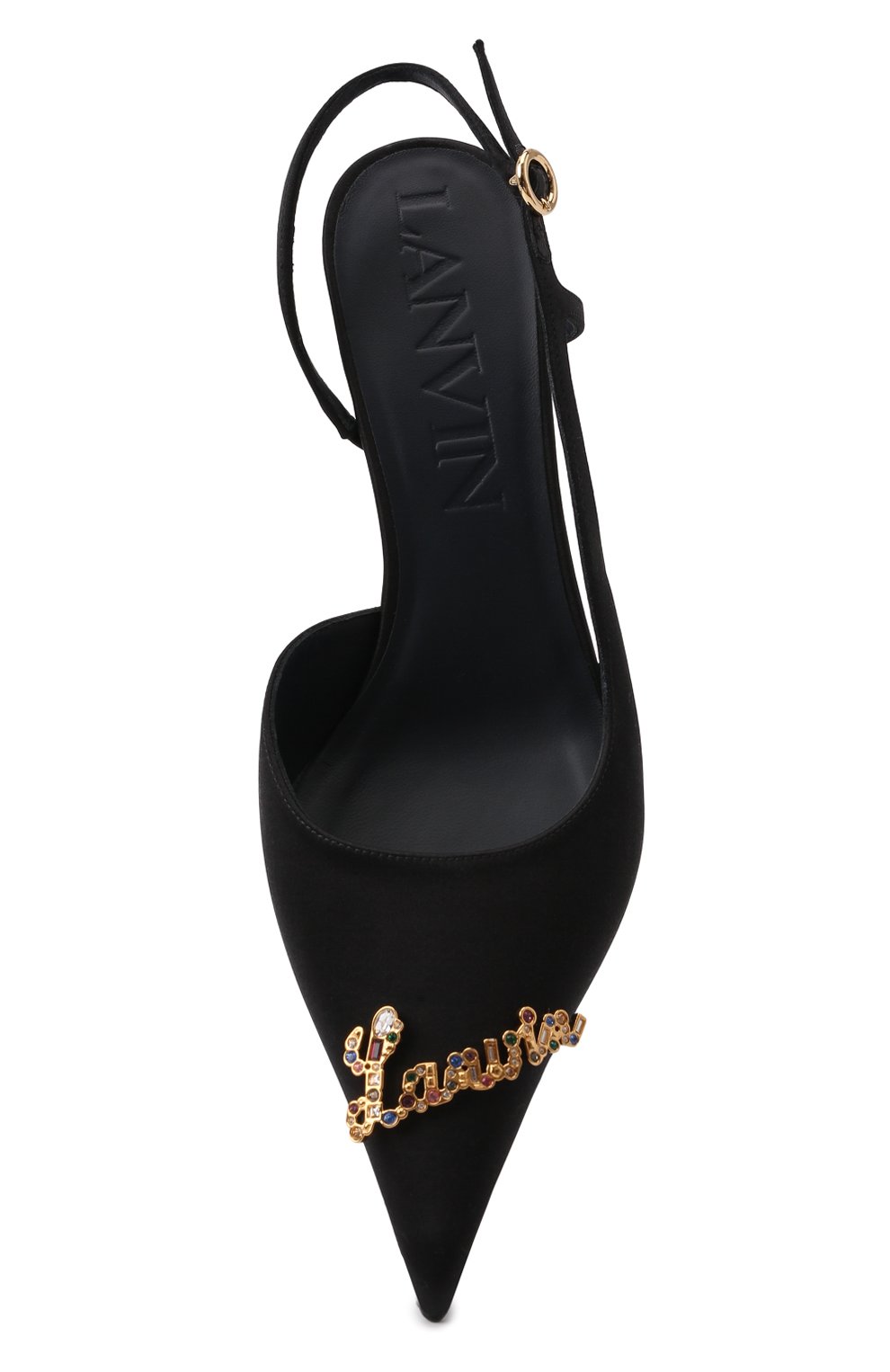 Женские текстильные туфли LANVIN черного цвета, арт. FW-SAGS08-RAPI-P22 | Фото 6 (Материал внешний: Текстиль; Каблук высота: Низкий; Материал внутренний: Натуральная кожа; Подошва: Плоская; Каблук тип: Kitten heel)
