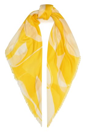 Женская шаль из кашемира и шелка arboretum LORO PIANA желтого цвета, арт. FAM0820 | Фото 1 (Материал: Шерсть, Шелк, Кашемир, Текстиль)
