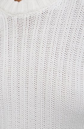 Женский хлопковый свитер IRO белого цвета, арт. WP12L0NICA | Фото 5 (Женское Кросс-КТ: Свитер-одежда; Рукава: Длинные; Длина (для топов): Стандартные; Материал внешний: Хлопок; Стили: Кэжуэл)