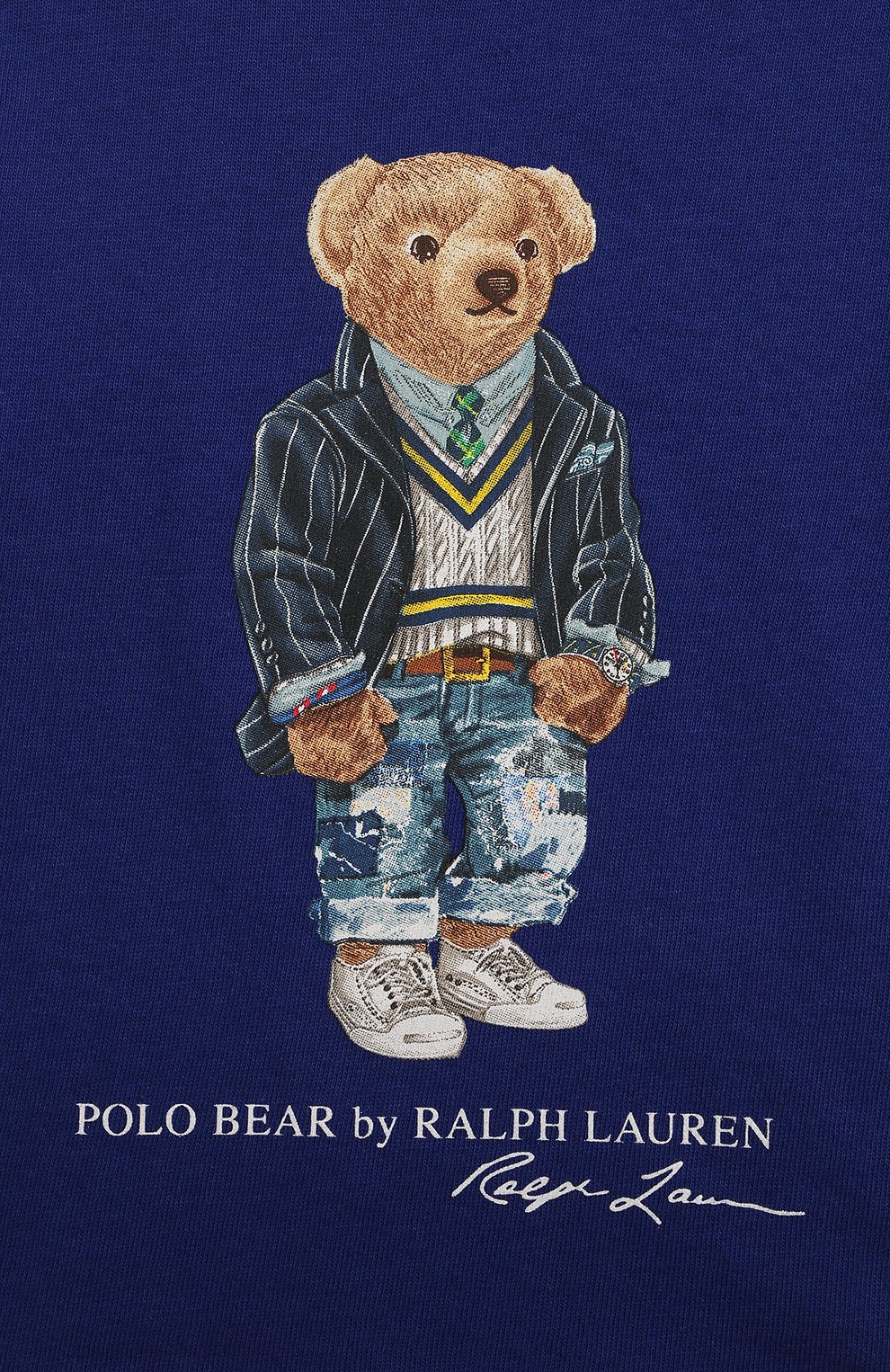 Детский хлопковая футболка POLO RALPH LAUREN синего цвета, арт. 320865660 | Фото 3 (Кросс-КТ НВ: Футболка)