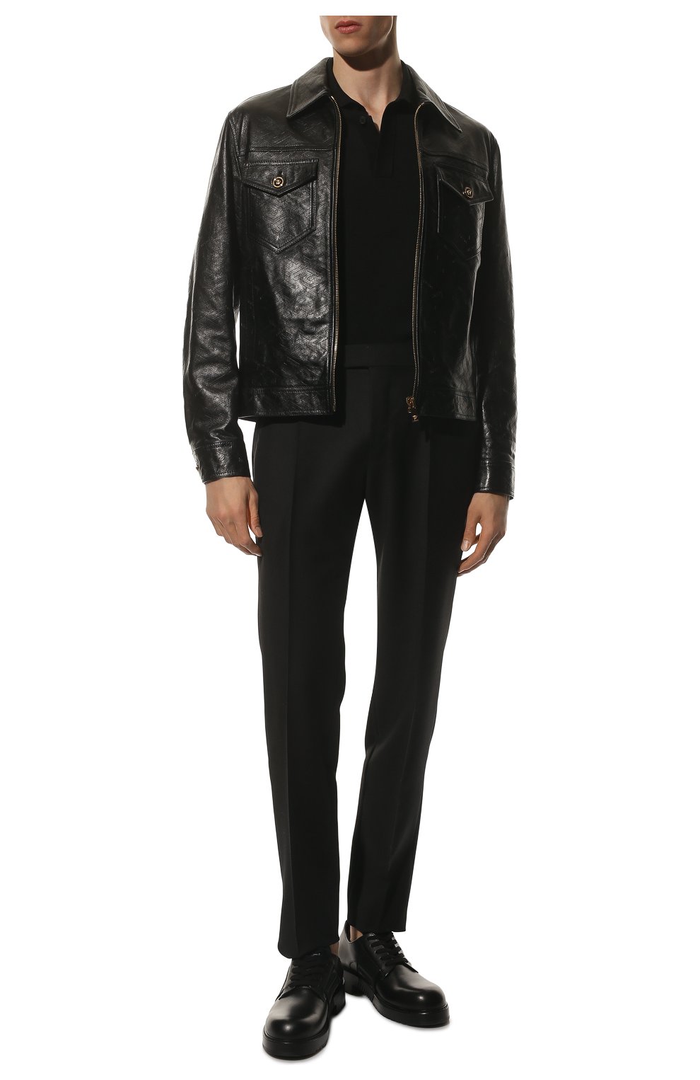 Мужская черная кожаная куртка VERSACE — купить в интернет-магазине ЦУМ ...