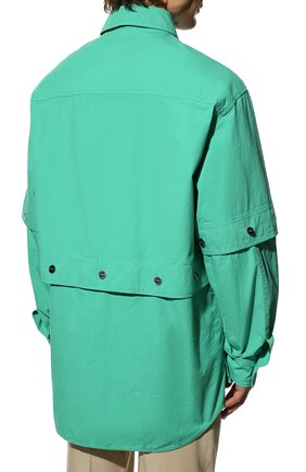 Мужская хлопковая куртка JACQUEMUS зеленого цвета, арт. 225SH015-1046 | Фото 4 (Кросс-КТ: Куртка, Ветровка; Рукава: Длинные; Длина (верхняя одежда): До середины бедра; Материал внешний: Хлопок; Стили: Минимализм)